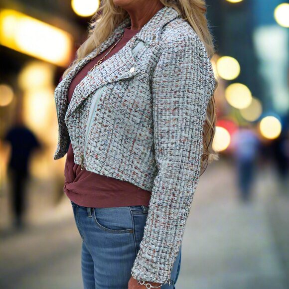 NWT Bishop And Young Romantic Flair Emile Moto Jacket In Jade